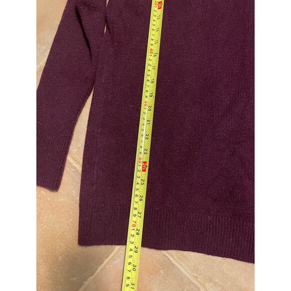 LOFT Maroon Burgundy Dark Red Double V-neck merino blend women's sweater size M - Picture 5 of 8
